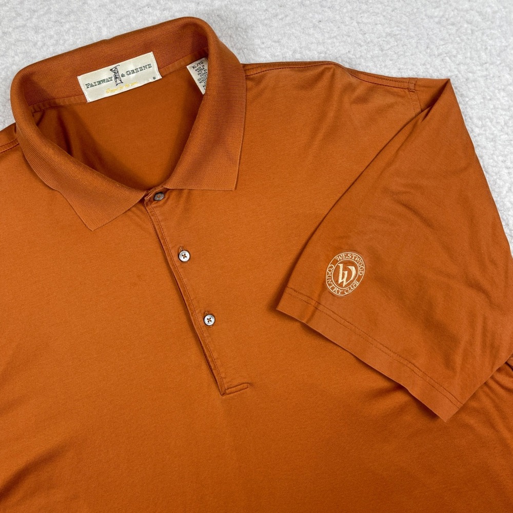 Fairway & Greene Polo Shirt Mens XL Burnt Orange Mercerized Cotton Westwood Golf